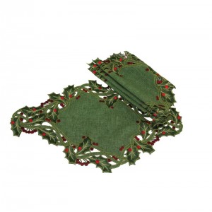 The Holiday Aisle Holiday Holly Embroidered Cutwork Placemat THLA3500